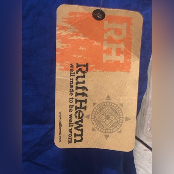 RUFF HEWN Blue/White Peasant Ruffle on/off Shoulder Blouse Top 3X Plus NWT. - Picture 3 of 6